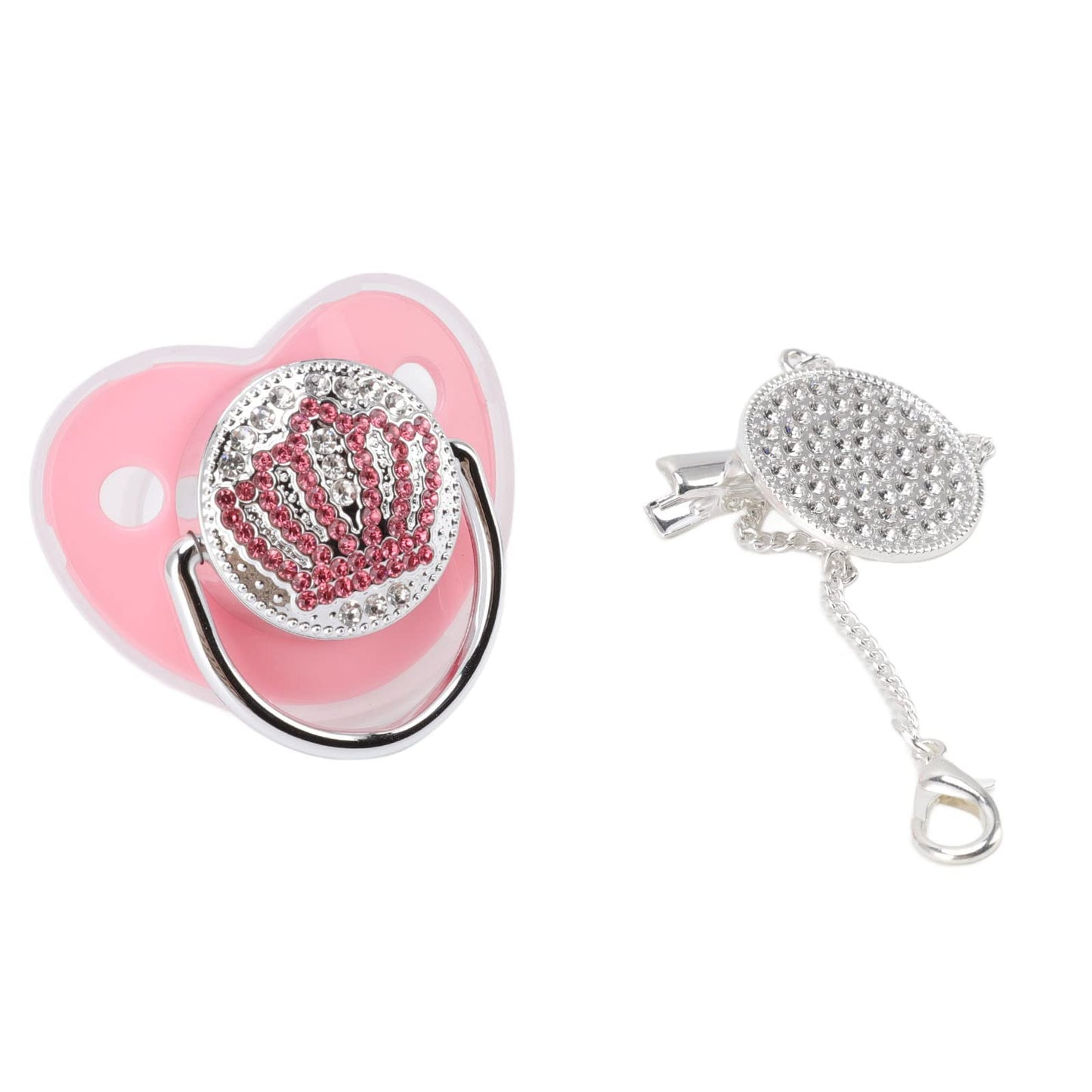 Baby Pacifier Infant Dummy Pacifier Bling Silicone Pacifier Bling Baby Pacifier Rhinestone Crown Ultra Soft Silicone Infant Dummy Pacifier(M Size)